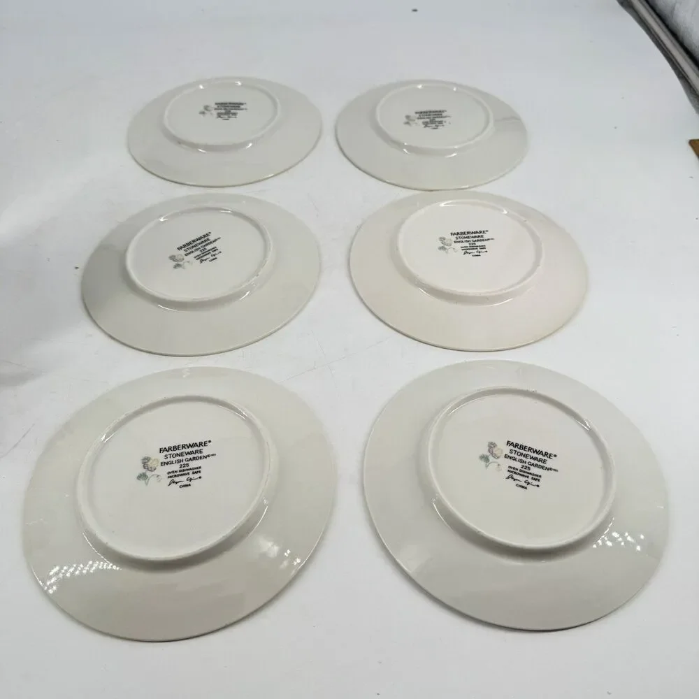 Vintage 1993 Farberware English Garden #225 Set of 6 Cups & Saucers